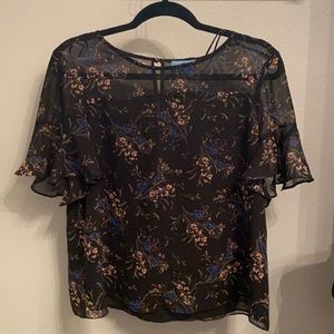 Light pink and blue floral blouse